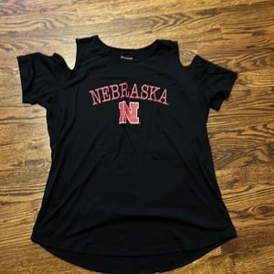 Womens Nebraska Black no shoulder Tee, Sz XL